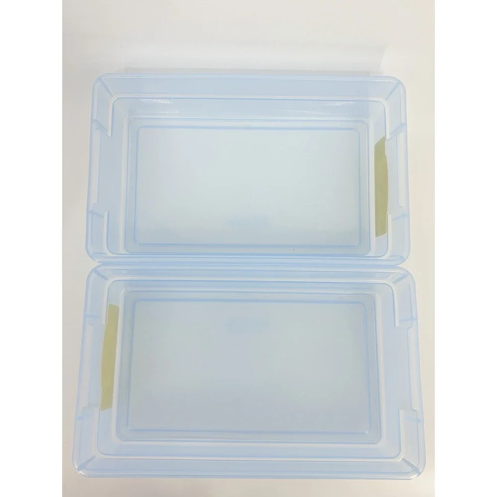 2 Vintage Rubbermaid Keepers Storage Containers 0286 Slate Blue Boxes and Lids
